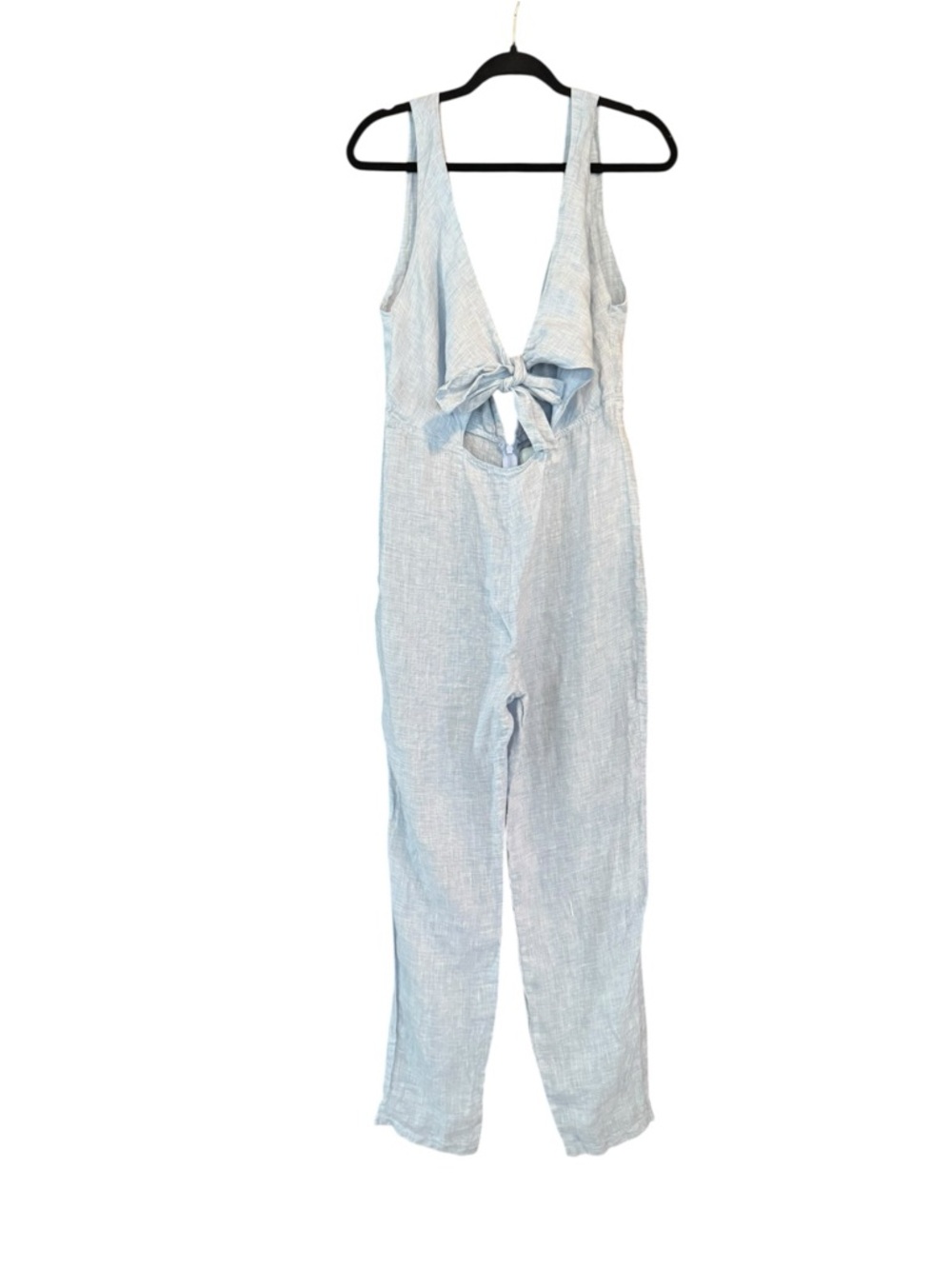 SOLID & STRIPED Light Blue Sleeveless Tie-Front Jumpsuit